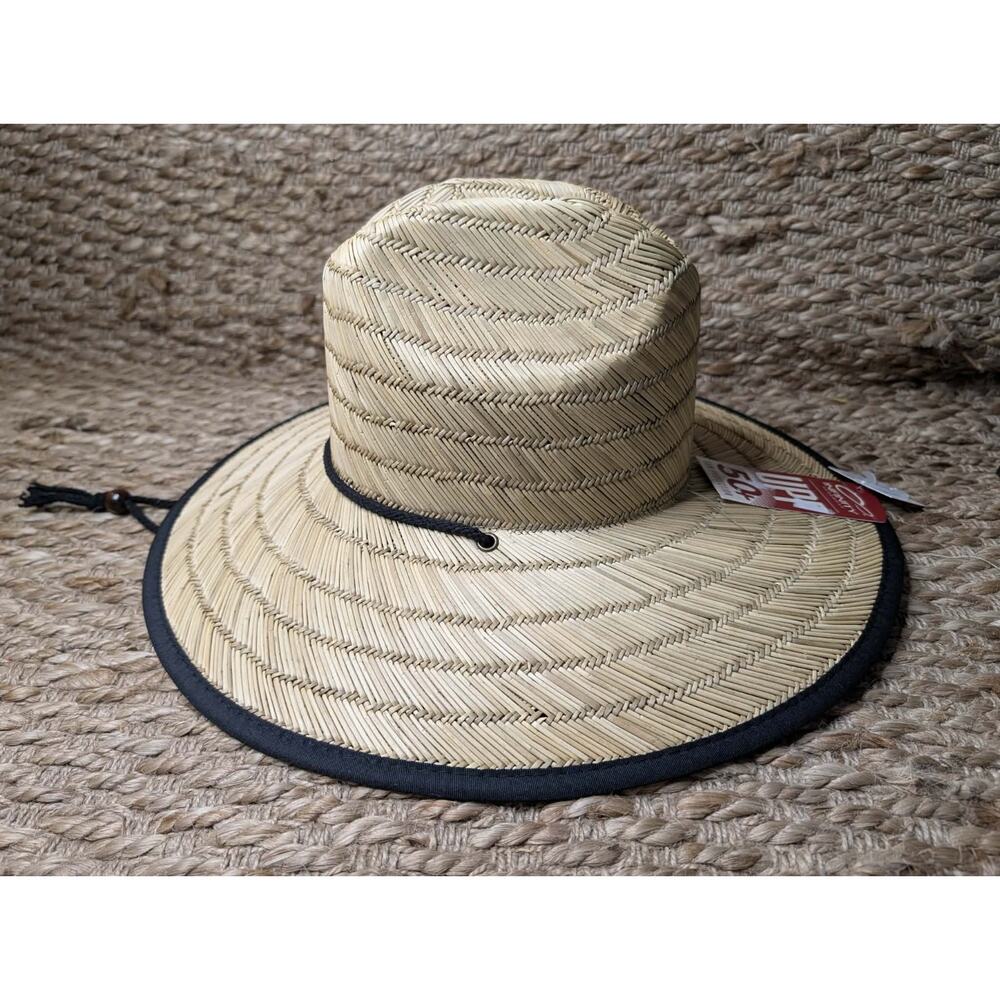 NEW! Infinity Men's Natural Straw Wide-brim Sun Hat Adjustable Drawstring Beach
